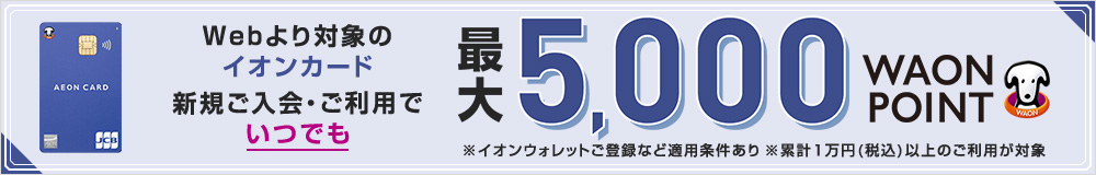 対象のカード新規ご入会・ご利用でWAON POINT最大11,000ポイント進呈！※適用条件あり