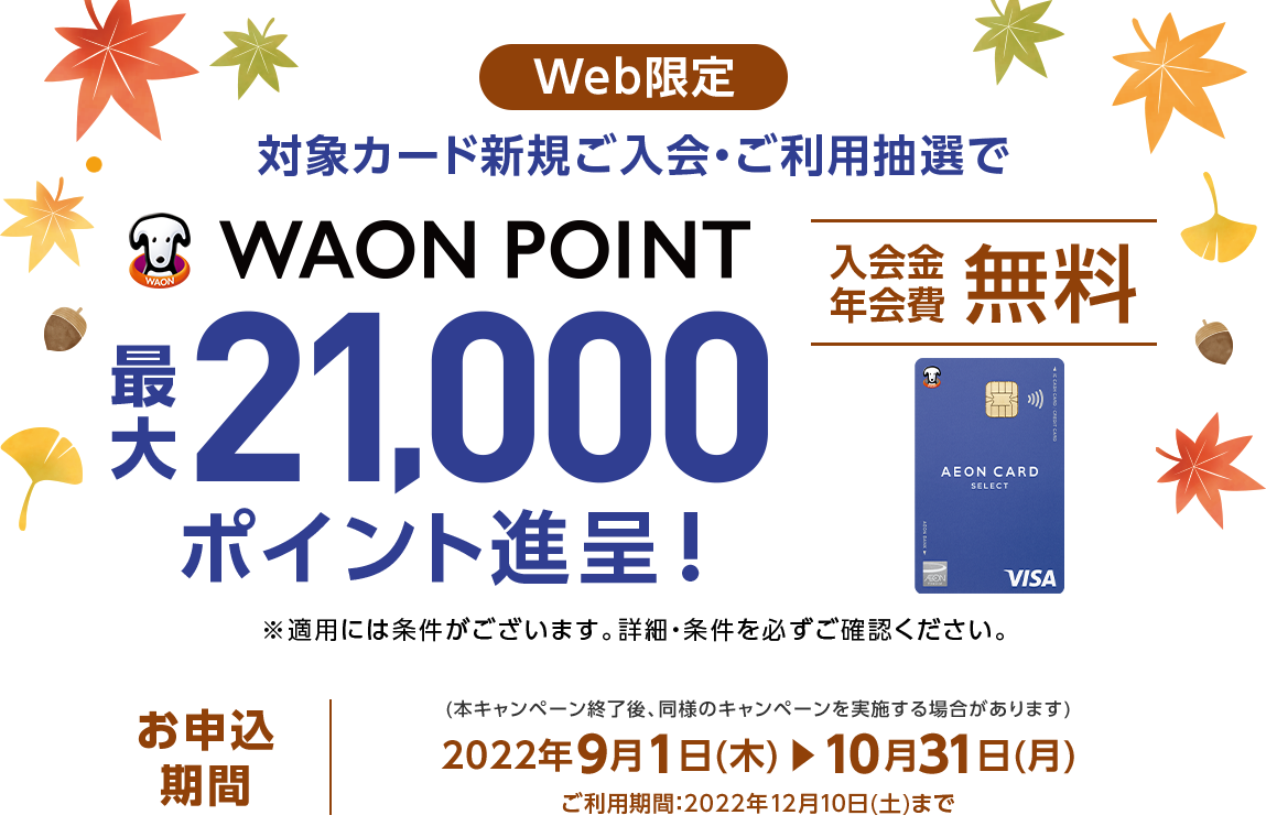 イオンカード新規ご入会 ご利用でwaon Point最大21 000ポイント進呈 イオンカード 暮らしのマネーサイト