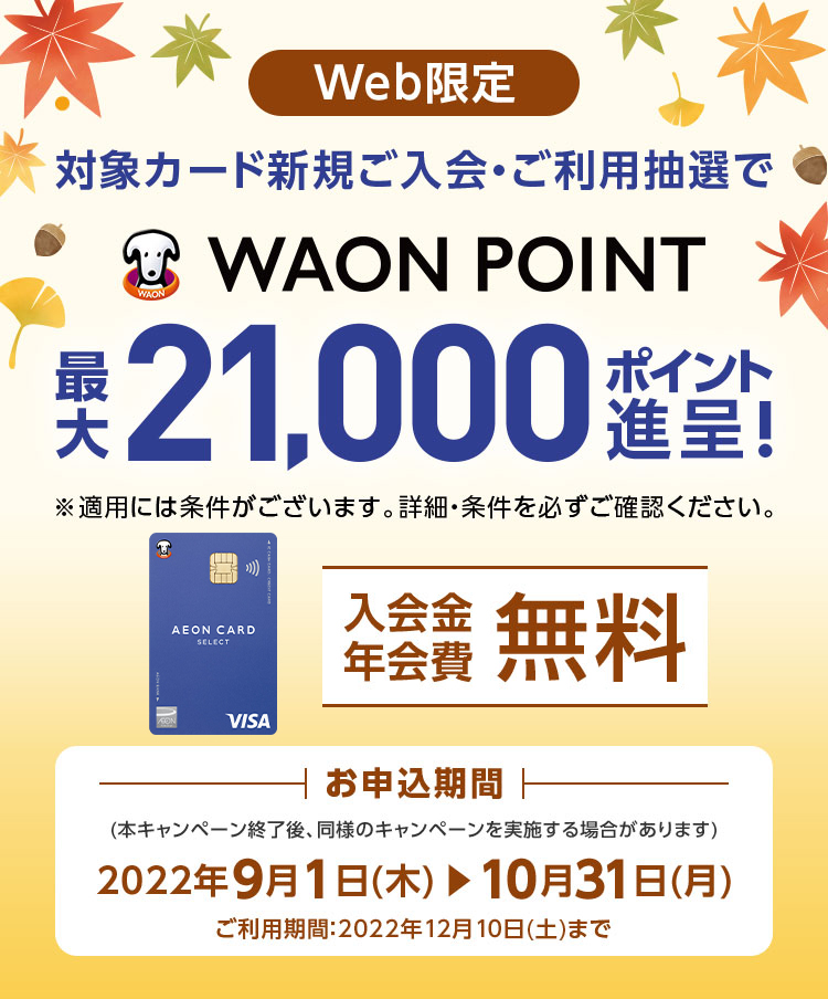 イオンカード新規ご入会 ご利用でwaon Point最大21 000ポイント進呈 イオンカード 暮らしのマネーサイト