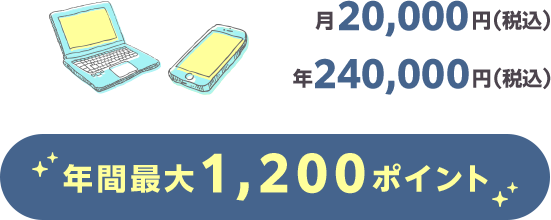 （例）月20,000円(税込)／年240,000円(税込)｜年間最大1,200ポイント