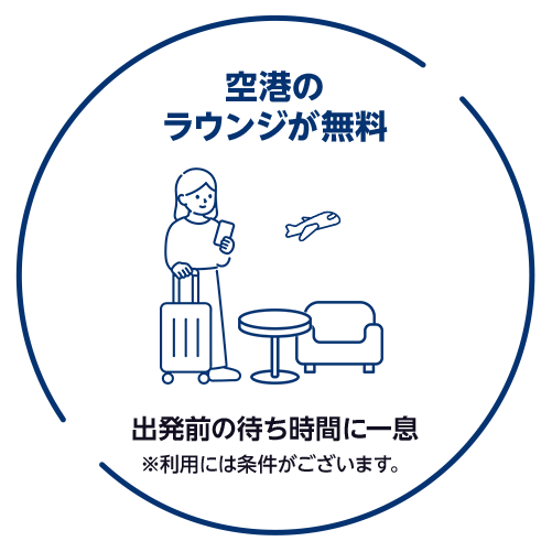 空港のラウンジが無料 出発前の待ち時間に一息 ※利用には条件がございます。