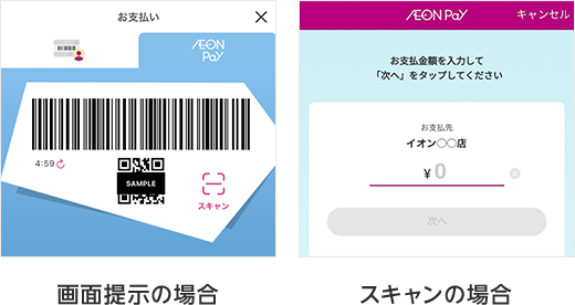 参考キャプチャ：［画面提示の場合］［スキャンの場合］