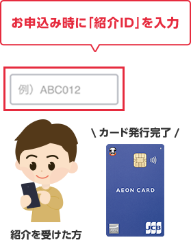 お申込み時に「紹介ID」を入力 紹介を受けた方 カード発行完了