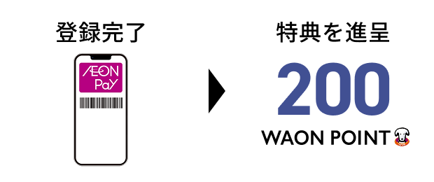 登録完了 特典を進呈 200WAON POINT