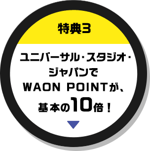 特典3 ユニバーサル・スタジオ・ジャパンでWAON POINTが基本の10倍