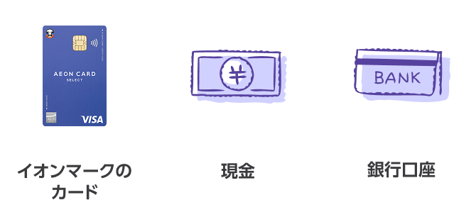 イオンマークのカード 現金 銀行口座