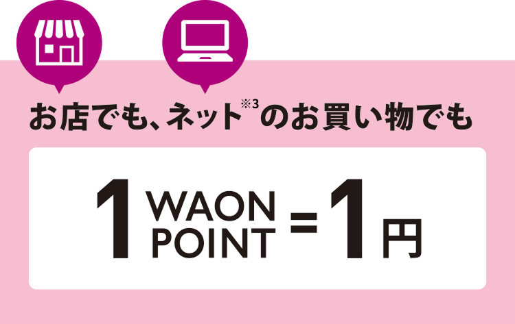 お店でもネットのお買い物でも1WAON POINT=1円