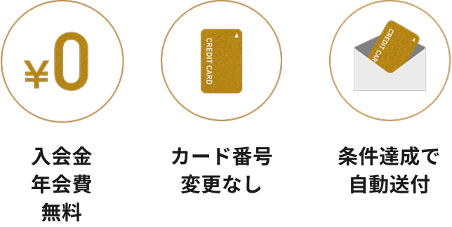 入会金 年会費 無料 カード番号変更なし 条件達成で自動送付