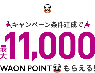 キャンペーン条件達成で 最大11,000WAON POINTもらえる!