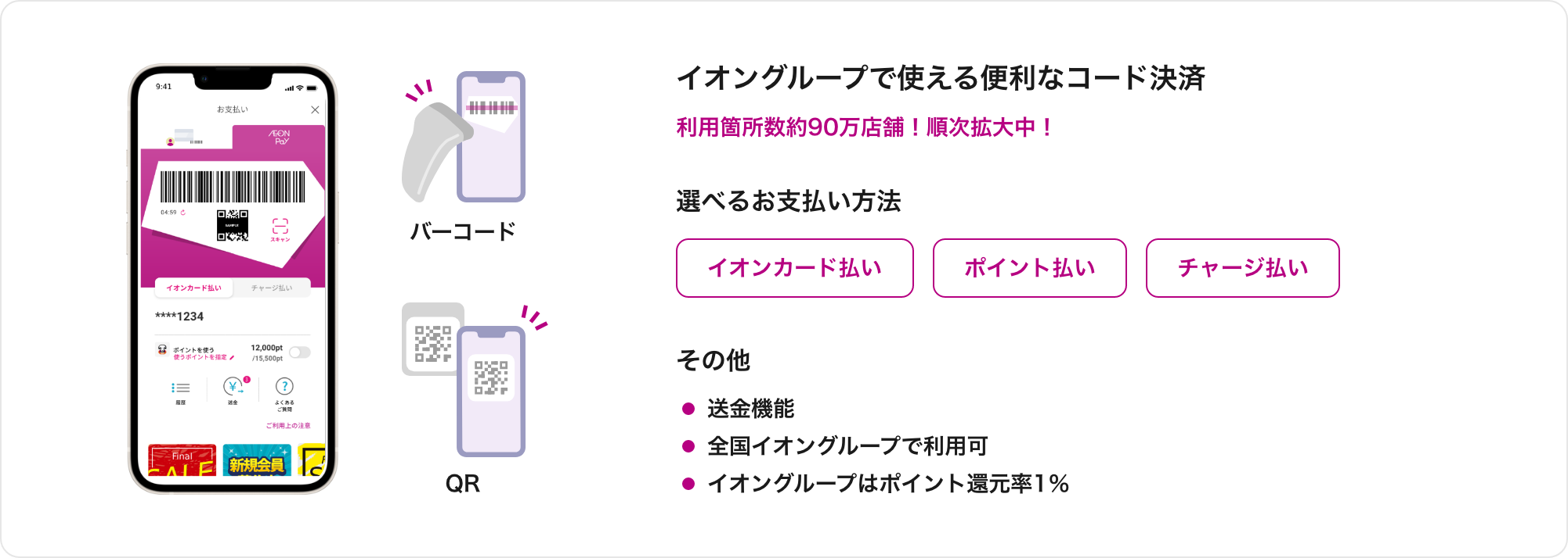 イオングループで使える便利なコード決済