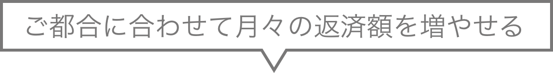 ご都合に合わせて月々の返済額を増やせる