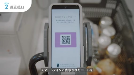 スマートフォンに表示されたコードを