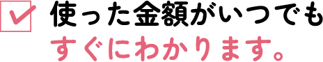 使った金額がいつでもすぐにわかります。